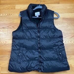 Old Navy Puffer Vest Womens L Black Quilted Fleece Lined Gorpcore Layering